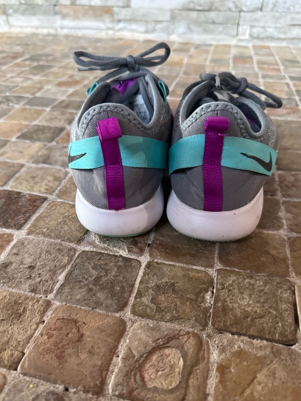 Nike Gray Knit Sneakers with Teal & Purple Accents - Picture 2 of 8